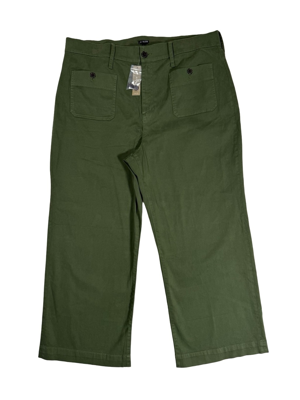 J.Crew Sailor Slim Wide Leg Chino Pants Women’s Sz 34 Olive Green Stretch NWT